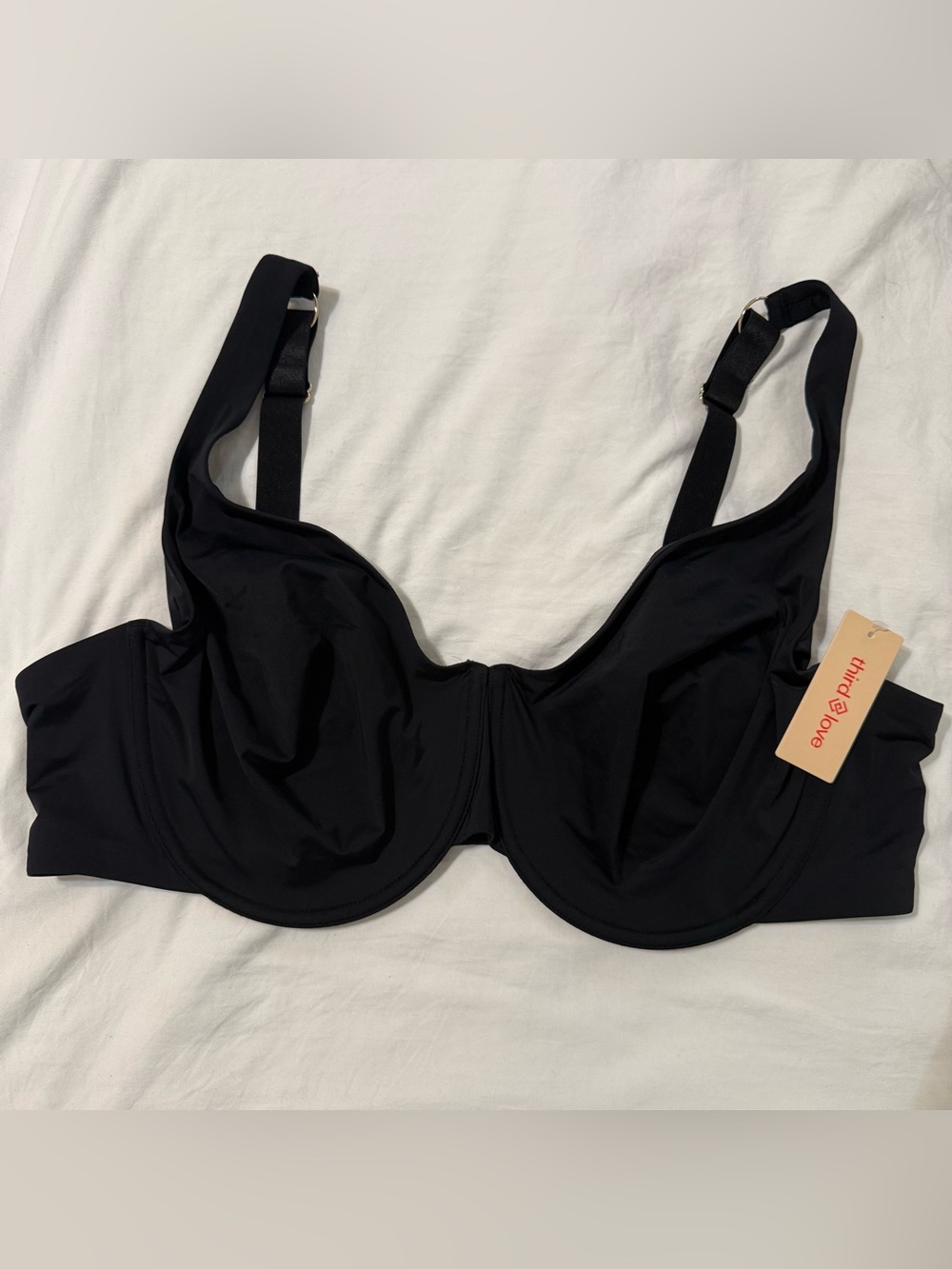 NWT Black Third Love Bra Size 42E Gold Hardware Underwire Non Padded Comfy Soft